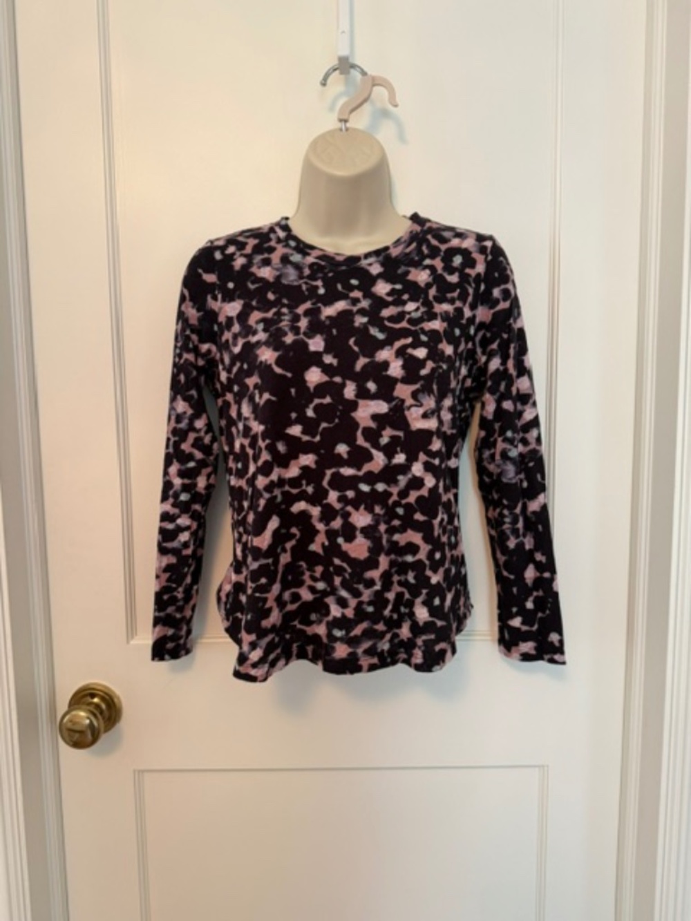 Rebecca Taylor Abstract Leopard Knit Long Sleeve Top